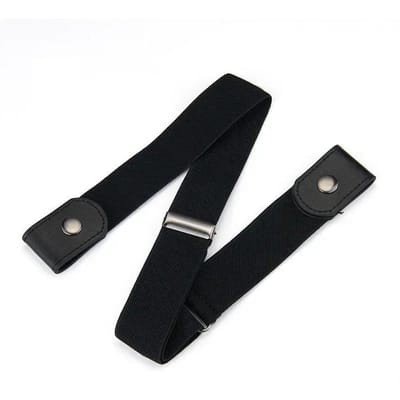 Canvas Verstelbare Elastische Tailleband Onzichtbare Riem Gespvrije Riemen voor Dames Heren Jeans Broek Jurk Geen Gesp Gemakkelijk te Dragen 60-65cm black