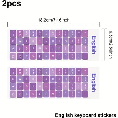 [Autocollants de Clavier Bilingues] Autocollants de Clavier Anglais/Russe Durables | Touches Cyrilliques Violettes et Roses, Pads Adhésifs Transparents