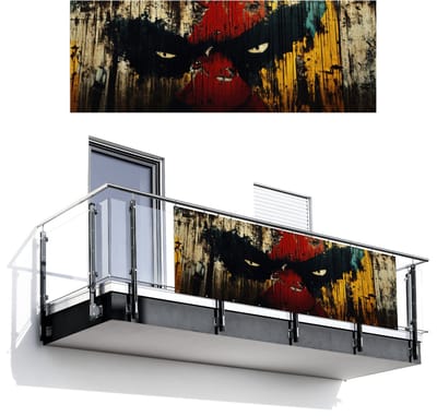 Balkonscherm 300x110 cm - Balkonposter Graffiti - Ogen - Abstract - Balkon scherm decoratie - Balkonschermen - Balkondoek zonnescherm