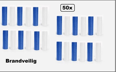 50x Serpentines rollen blauw en wit - Papier - BRANDVERTRAGEND - Carnaval- festival - optocht - feest - party - serpentine - brandvertragend