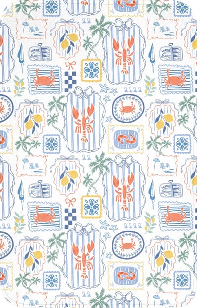 WC mat 50x80 cm - Antislip - Patroon - Zomer - Illustraties - Toiletmat - Vloermat - Douchemat - Toilet tapijt - Toiletmatten