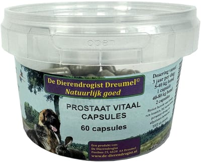 Dierendrogist Prostaat Vitaal Capsules 60 St - Voedingssupplement Honden - Ondersteuning Prostaatfunctie, Gezondheid Urinewegen