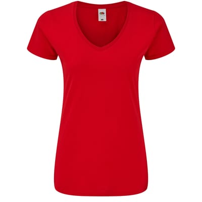 Fruit of the Loom Dames/Dames Iconic 150 V Hals T-shirt (Rood)