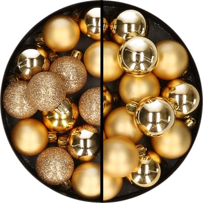 Decoris Kerstballen - kunststof - 30x stuks - goud - 3 en 4 cm
