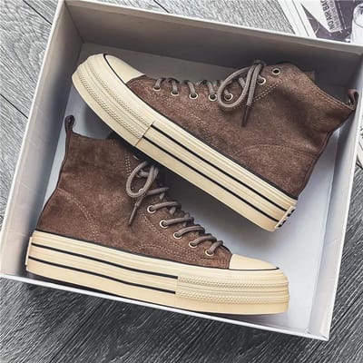 Hoge Vintage Canvas Schoenen Student Espadrilles Platform Comfort Heren Gevulkaniseerde Schoenen Heren Bruine Sneakers zapatillas de lona 35