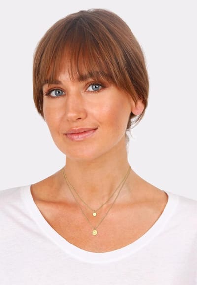 Elli - Halsketting - Dames Laag Plaatje Hanger Basis Gehamerd in 925 Sterling Zilver - Dames