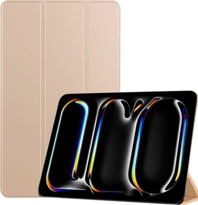 Hoesje + Screenprotector geschikt voor iPad Pro 11 inch (M4) 2024 – Tempered Glass - Extreme Shock Smart Case - Goud