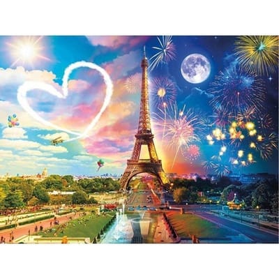 Peinture Diamant Tour de Feux d'Artifice Broderie Diamant Point de Croix Diamant Strass Rond Complet Décoration de Maison 20X30CM gray