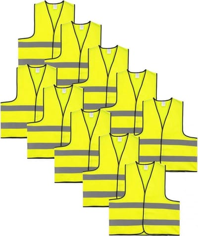 Veiligheidshesje - Veiligheidsvest - Volwassene - Geel - 10 stuks