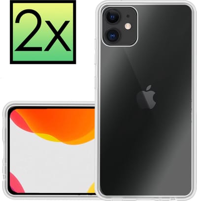 Hoesje - 2 Stuks - Geschikt voor Apple iPhone 11 - Sterk & Shockproof - Case Siliconen - Back Cover - Telefoon Hoes - Transparant