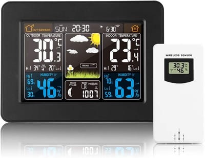 Weerstation Binnen en Buiten - Hygrometer Draadloos - Luchtvochtigheidsmeter - Weer
