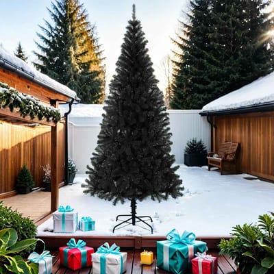vidaXL - Kunstkerstboom - met - standaard - 210 - cm - PVC - zwart