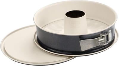 Springvorm 28 cm met platte en buisbodem - bakvorm met lekbescherming en ILAG anti-aanbaklaag - crème/antraciet.