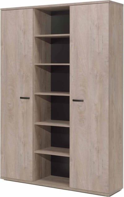 Grote kantoorkast Erasmus Eiken - Breedte 160 cm - Hoogte 222 cm - Diepte 40 cm - Met planken - Met openslaande deuren