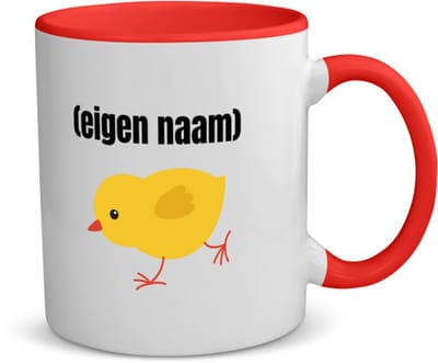 Akyol - kuiken met eigen naam koffiemok - theemok - rood - Kuiken - kuiken liefhebbers - iemand die houdt van kuikens - verjaardag - cadeau - kado - 350 ML inhoud