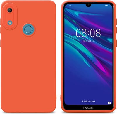Cadorabo Hoesje geschikt voor Huawei Y6 2019 in FLUID ORANJE - Beschermhoes gemaakt van flexibel TPU silicone Cover Fluid Case