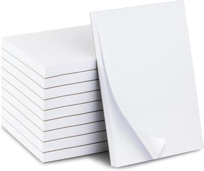 10 Pak Notitieblokken 10x15 cm, 100 Vellen Per Blok - Wit, Blanco Schrijfblokken in Bulk