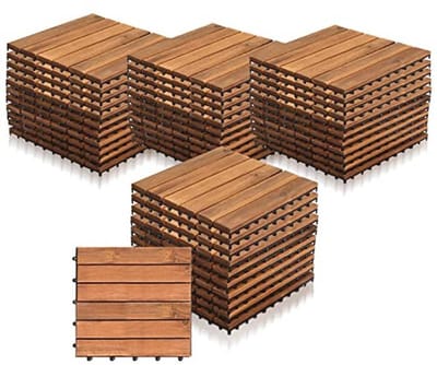 Houten Terrastegels - 30 x 30 cm, 44 Stuks, Weerbestendig en Antislip, Voor Binnen en Buiten