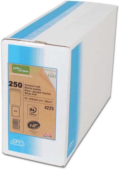 GPV akte-envelop, C4, 22,9 x 32,4 cm, zelfklevend, bruin, 250 st.
