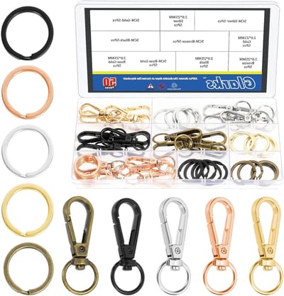50 Stuks 4cm Swivel Carabiner Haken met Sleutelhangers voor DIY Creaties, Sleutelhanger Clip en Lanyard