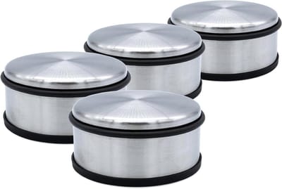 Deurstopper Set - Deur Buffer - Deuren Beschermen - Zware Roestvrij Staal - 4 stuks - Zilver