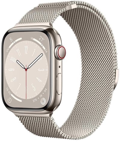 Milanees bandje - geschikt voor Apple Watch 1/2/3/4/5/6/7/8/9/10/11/ SE (1,2,3) met maat 38 mm / 40 mm / 41 mm en 42 mm (Watch 10/11) - magneet sluiting Milanese - starlight
