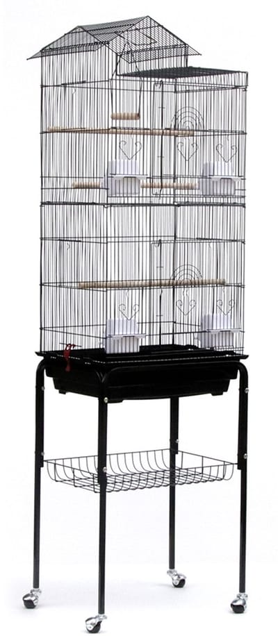 PIPIPOXER-Vogelkooi vogelbouwer vogelvolière met standaard 360° draaiende wielen 46*35,5*158,5cm
