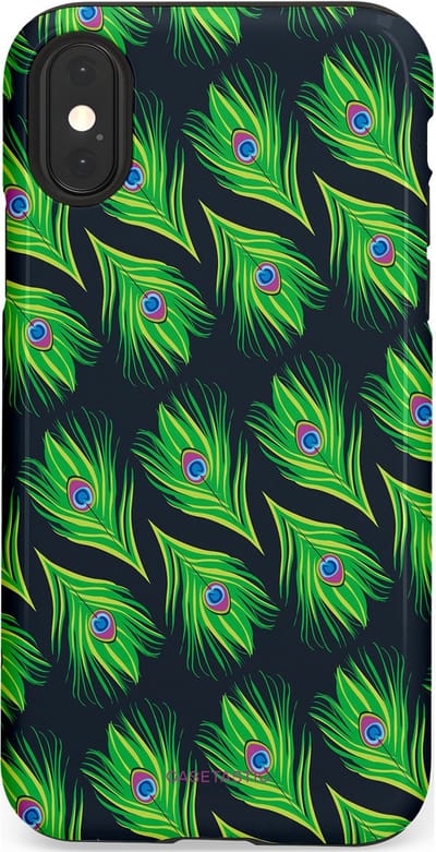 Casetastic Hoesje Geschikt voor Apple iPhone X/Xs - Stijlvolle Beschermende Duo-layer Case - Veren van verleiding