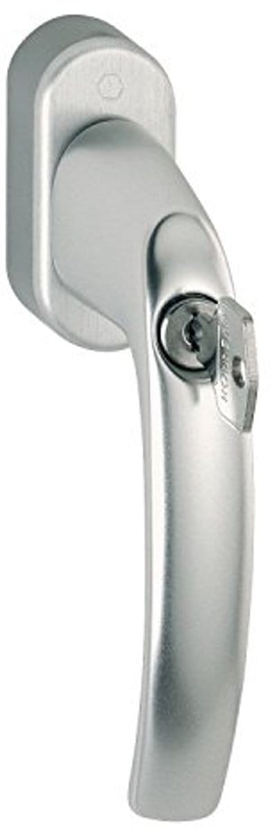 Venstergreep Secustik met Blokkeercilinder - 45° Rastering - Zilver