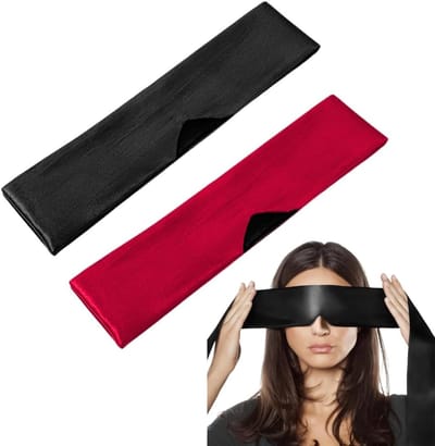 Set van 2 Zachte Oogmaskers voor Slaap, Comfortabele Satijnen Slaapmaskers, Ideaal voor Reis en Ontspanning, 150 x 7 cm, Zwart