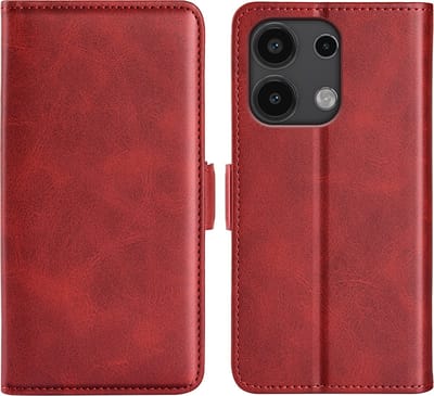 MobyDefend Hoesje - Geschikt voor Xiaomi Redmi Note 13 4G - Luxe Wallet Book Case (Sluiting Zijkant) - Rood