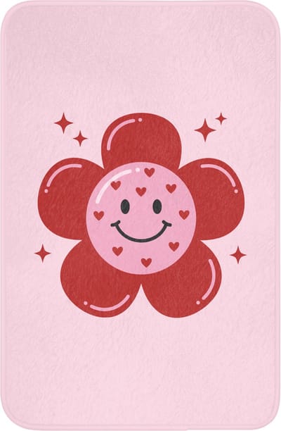 WC mat 40x60 cm - Antislip - Bloem - Roze - Hartjes - Toiletmat - Vloermat - Douchemat - Toilet tapijt - Toiletmatten