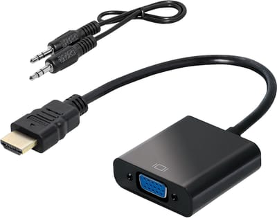 Powteq - Premium HDMI naar VGA adapter - 1920 x 1080 - Gold-plated - Afgeschermd - Topkwaliteit adapter