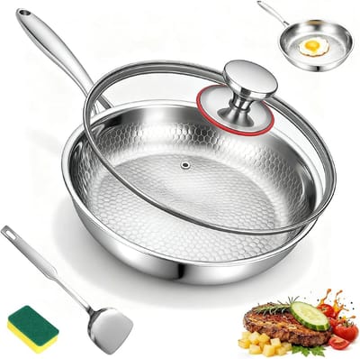Titanium braadpan - Gehamerde pan - Gezond koken - 100% puur titanium - 26 cm - Zilver
