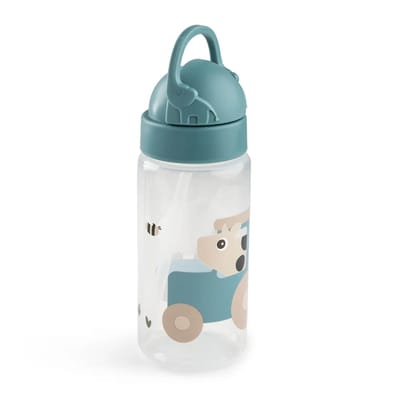 Done by Deer drinkfles met rietje tiny farm blue 350 ml
