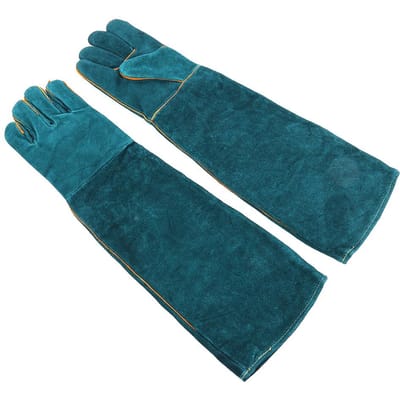 Canvas Blauw Huisdier Reptiel Training Anti-Bijt Verlengd Veiligheidsbeschermingshandschoenen voor Varanide Slang Honden Katten(Blauw ) blauw