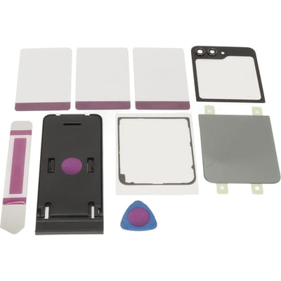 Achterglas Vervanging Achterkant Glas Behuizing Deur met Vooraf Geïnstalleerde Tape Cameralens Gereedschap voor Galaxy Z Flip 5 Z grijs