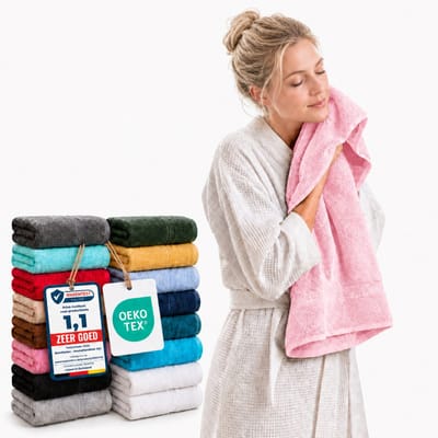 Komfortec 2x Handdoek 50x100 - 100% Katoen – Handdoekenset - Zacht - Roze
