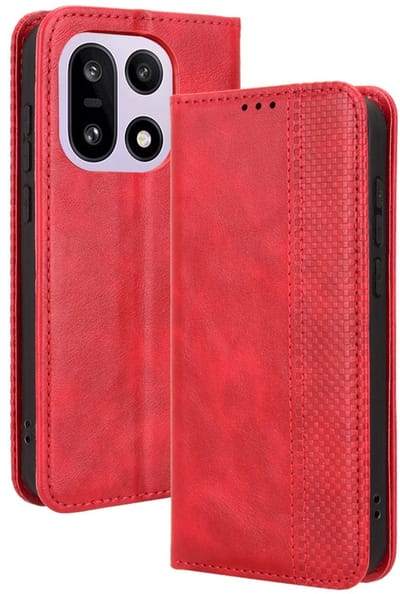 Coverup Hoesje - Geschikt voor OnePlus 15 Hoesje - Coverup Vintage Style Book Case - Rood