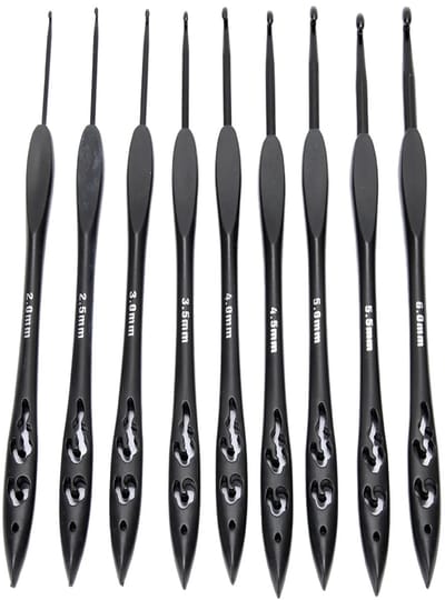 Actie4you® - Haaknaalden - Ergonomische Haaknaaldenset - Crochet Kit - 9 Maten - 2.0 mm t/m 6.0 mm – Zwart