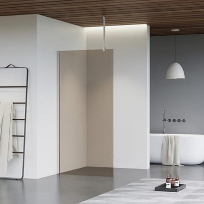 FugaFlow Eccelente Vetro inloopdouche badkamer - 100x200cm - rookglas - plafondarm - geborsteld RVS