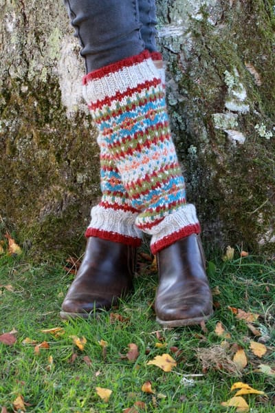 Pachamama - Iona - Wollen beenwarmers - ingebreide patronen - Burgundy - Fair Isle-patronen - Fair trade - 100% wol