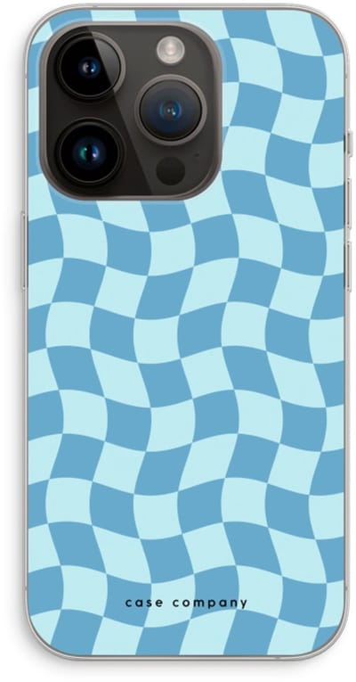 Case Company® - Hoesje geschikt voor iPhone 14 Pro hoesje - Grid Blauw - Soft Cover Telefoonhoesje - Bescherming aan alle Kanten en Schermrand