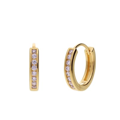 Lucardi Dames Zilveren goldplated oorringen met zirkonia voor dames - Oorbellen - 925 Zilver - Goudkleurig