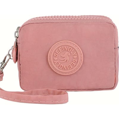 1 st Mini Portemonnee Grensoverschrijdend Cadeau Eenvoudige Sleutelhanger Nylon Ritssluiting Portemonnee roze