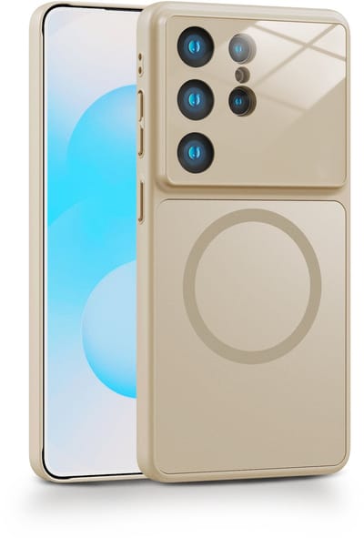 Casemania Hoesje Geschikt voor Samsung Galaxy S26 Ultra - Goud - Luxe Matte-Feel Siliconen Back Cover - Geschikt voor MagSafe - Ingebouwde Lens Bescherming - Magnetische Telefoonhoesje
