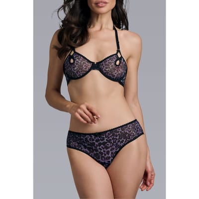 Marlies Dekkers Peekaboo Black Purple Leopard Plunge Balcony Bra Size: 70B | Bras Outlet | Dames | Zwart