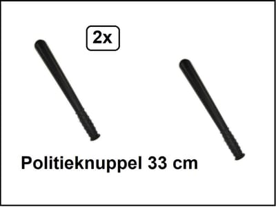 2x Politieknuppel 33 cm - politie knuppel thema feest party fun verjaardag police swat