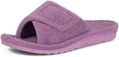 Dames Fuzzy Slippers Pluche Orthopedisch Met Boogsteun – Anti-slip Open Teen Sloffen Voor Slaapkamer, Warme Bont Slippers Voetverzorging - Paars - Maat 38