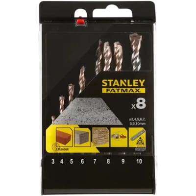 Stanley Fatmax Betonboor Set - Diam. 3/4/5/6/7/8/9/10mm - 8 Stuks